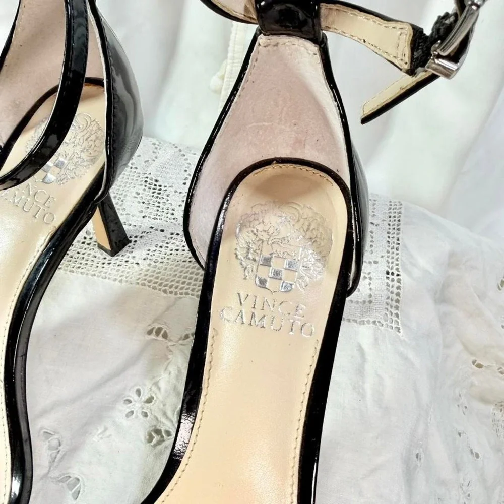 Vince Camuto Black Patent Ankle Strap Heels – Women's 8M / 38.5 - Picture 6 of 7